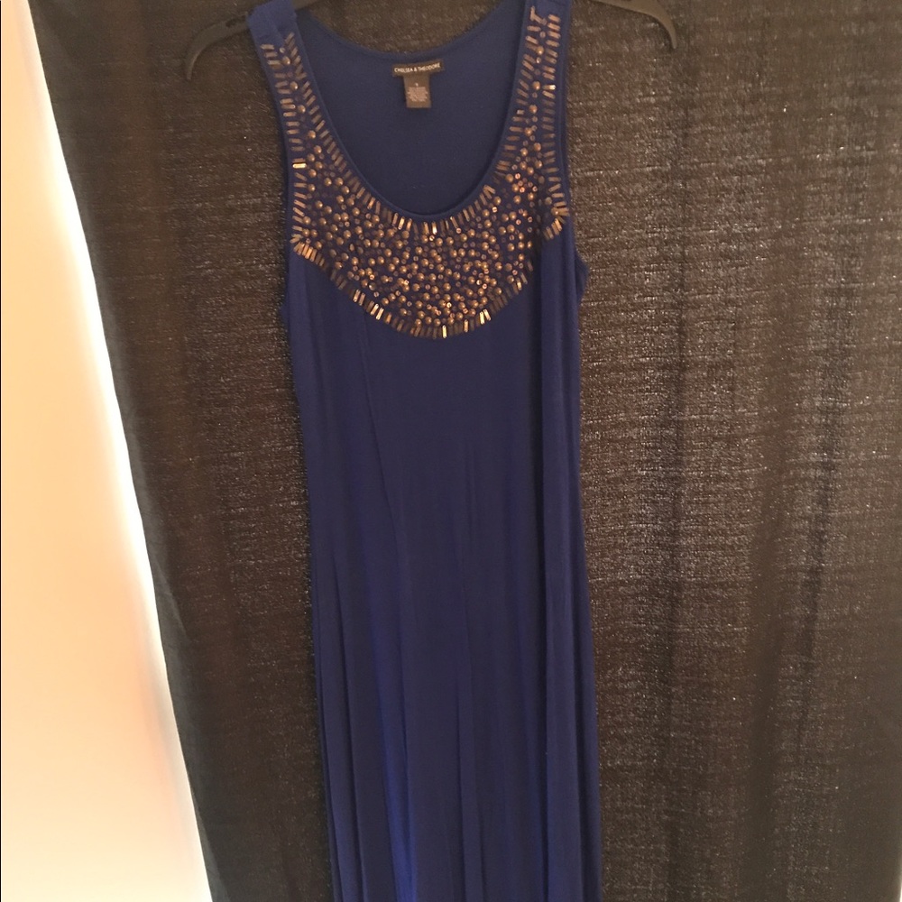 Blue embellished maxi dress