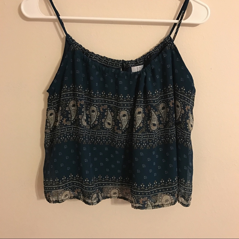 Green Paisley Open Back Top