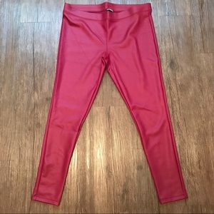 Express Faux Red Leather Leggings