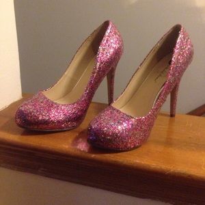 Pink glitter stilettos