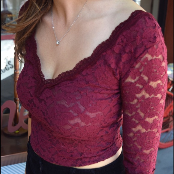 Urban Outfitters burgundy Double sided V neck top - Picture 1 of 4