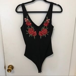 NWT Forever 21 Floral Embroidered Bodysuit
