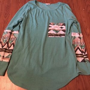 Long sleeve top with sequins