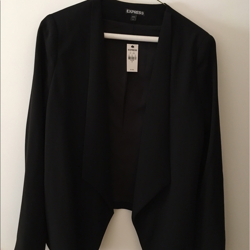 Chic Black Draped Blazer - Size 4