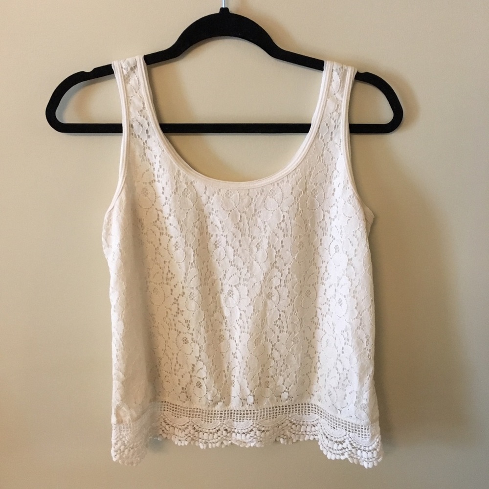 Off White Lace Overlay Tank