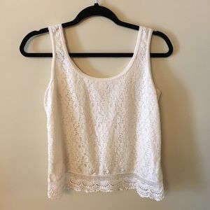 Off White Lace Overlay Tank
