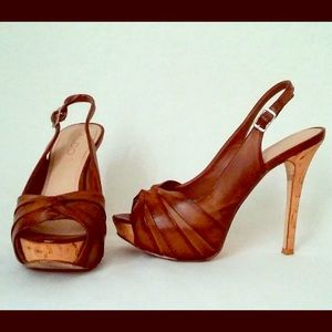 Brown Aldo Open Toe Heels