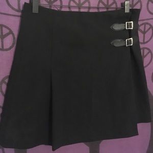 Black Pleated Skirt with Two Buckles (Price Drop)