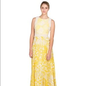 Bagdley mischka gown yellow beaded embroider sz 10