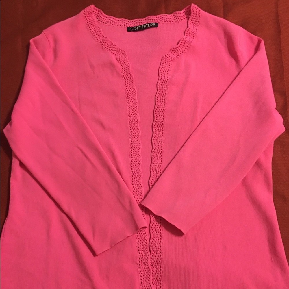 Pink cardigan with detailed trim
