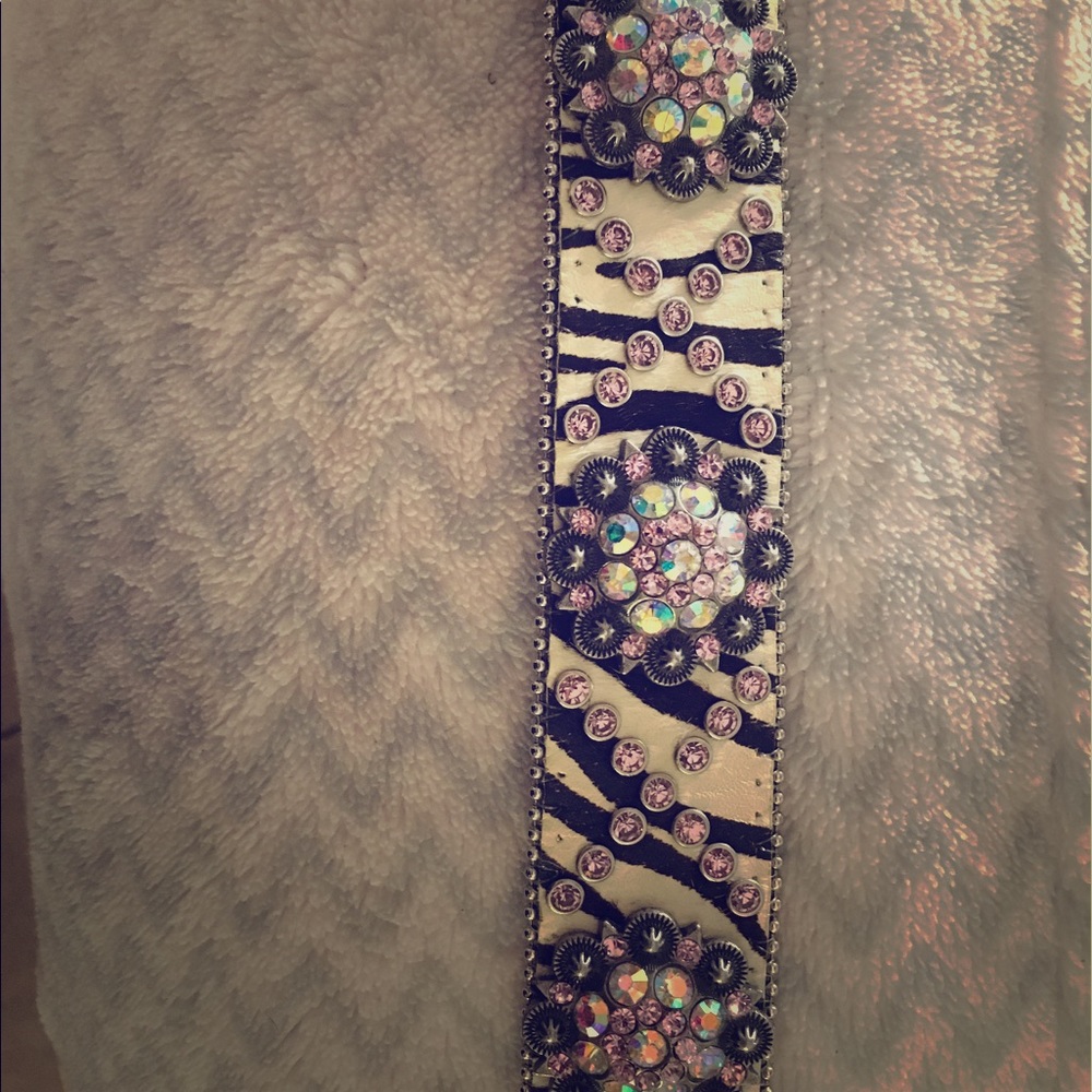 Zebra print Rhinestone belt
