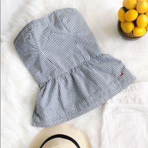 Hollister Blue & White Striped Corset Top