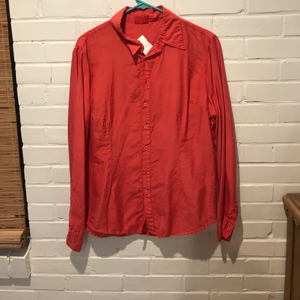 Coral button down shirt