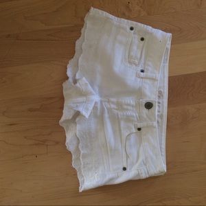 AEO white denim shorts