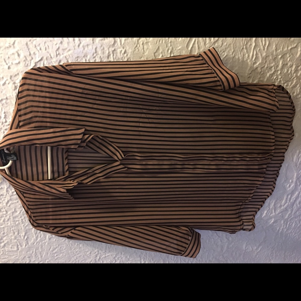 Brown & Black Sheer Blouse - Picture 2 of 5
