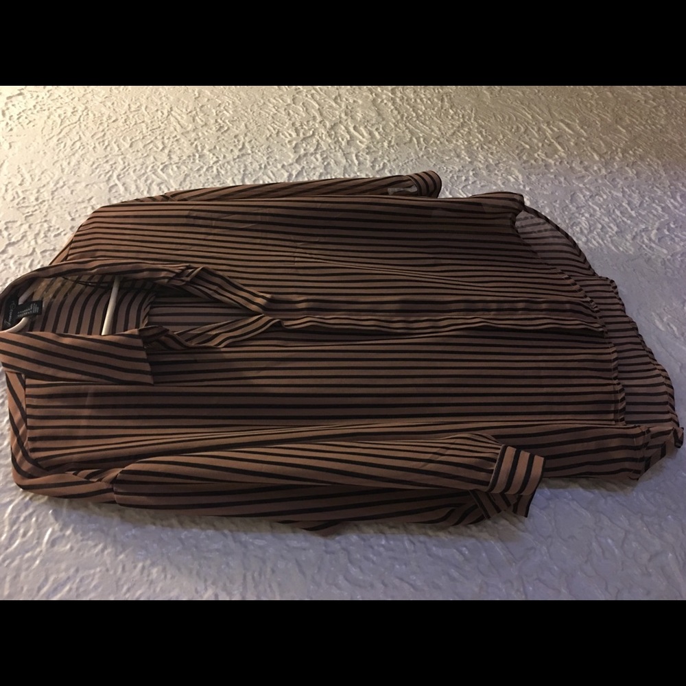Brown & Black Sheer Blouse - Picture 3 of 5