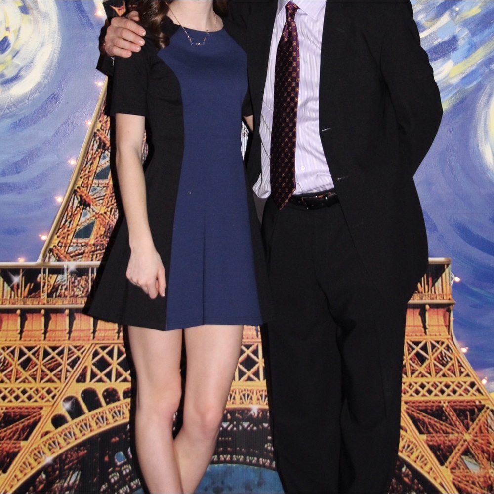 Blue and black dress