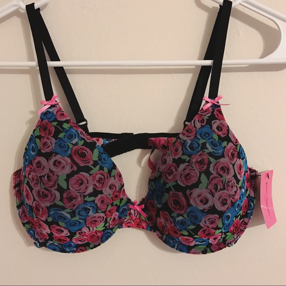 Floral Print Mesh Bra