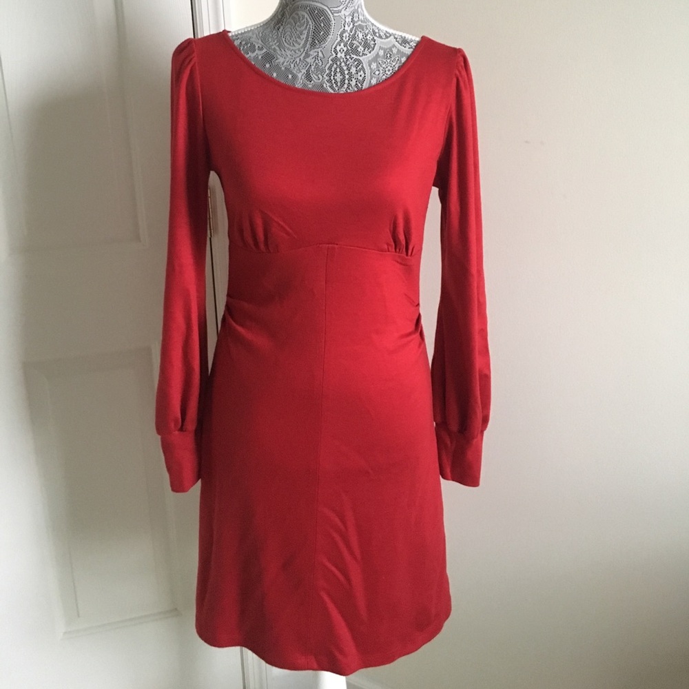 Mango Suit fully lined red wool dress