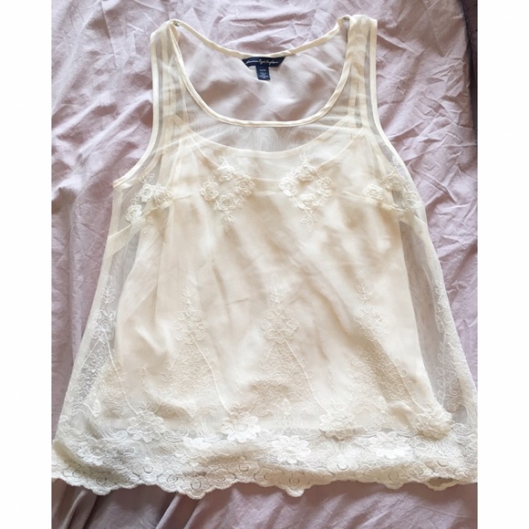 51 off American Eagle Outfitters Tops American Eagle White Mesh Lace