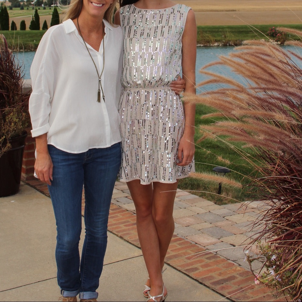Taupe embellished dress