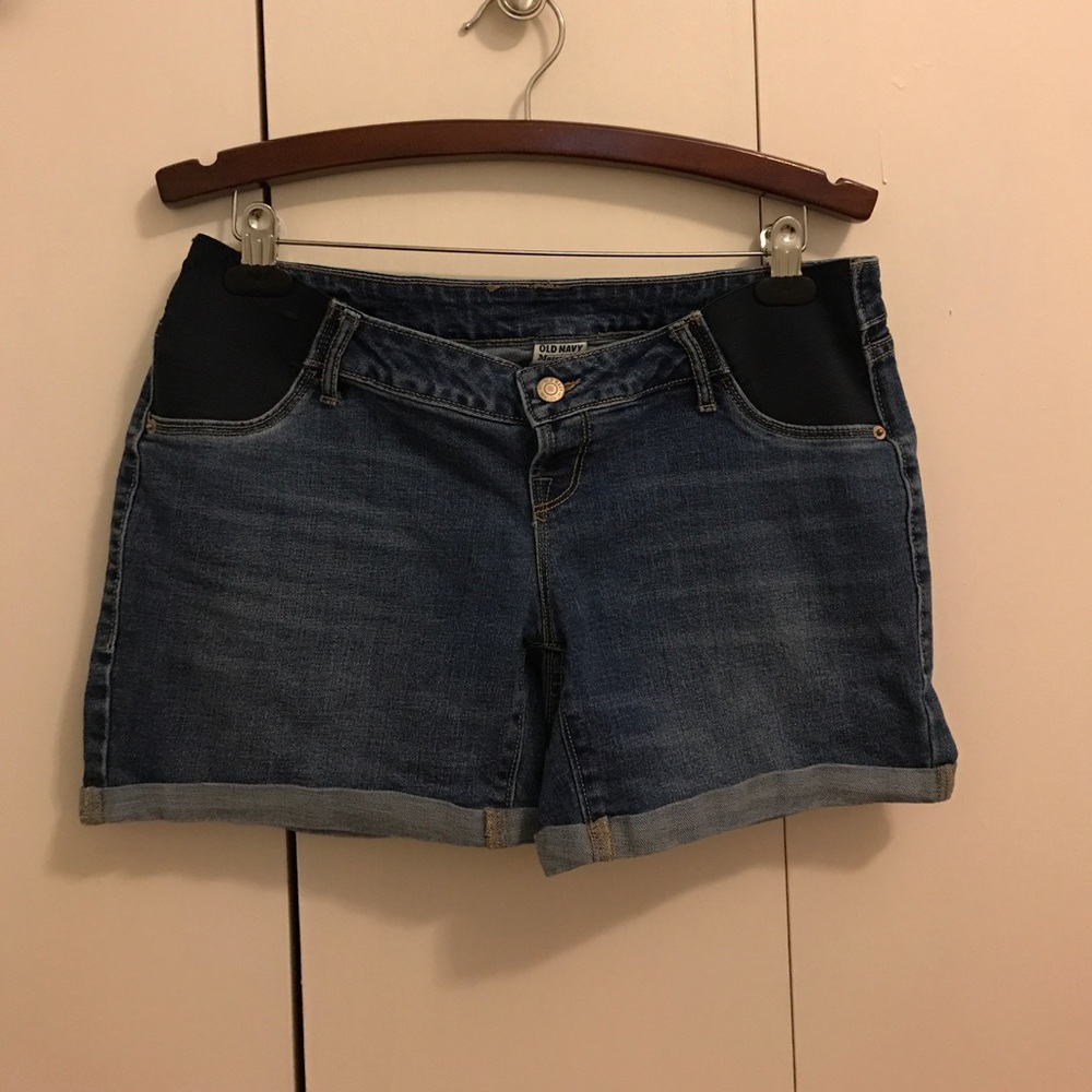 Maternity side panel jean shorts