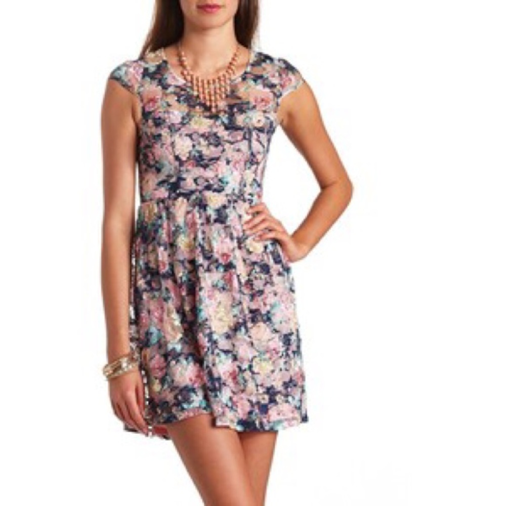 NWT! Pink Floral lace dress open back