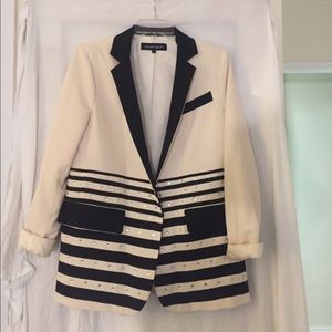 Ivory:black embellished boyfriend jacket