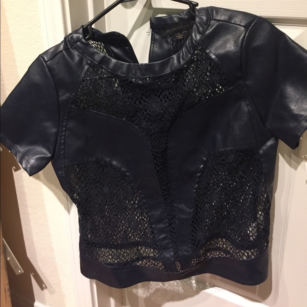 Mesh & leather shirt