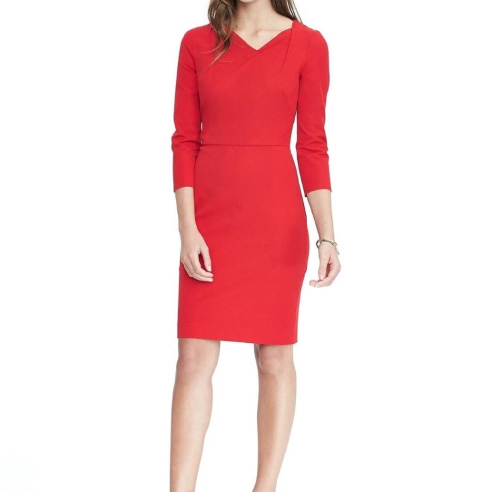 Banana republic asymmetric neckline sheath