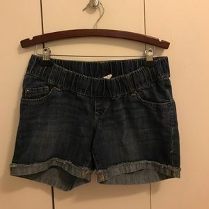 Denim maternity shorts