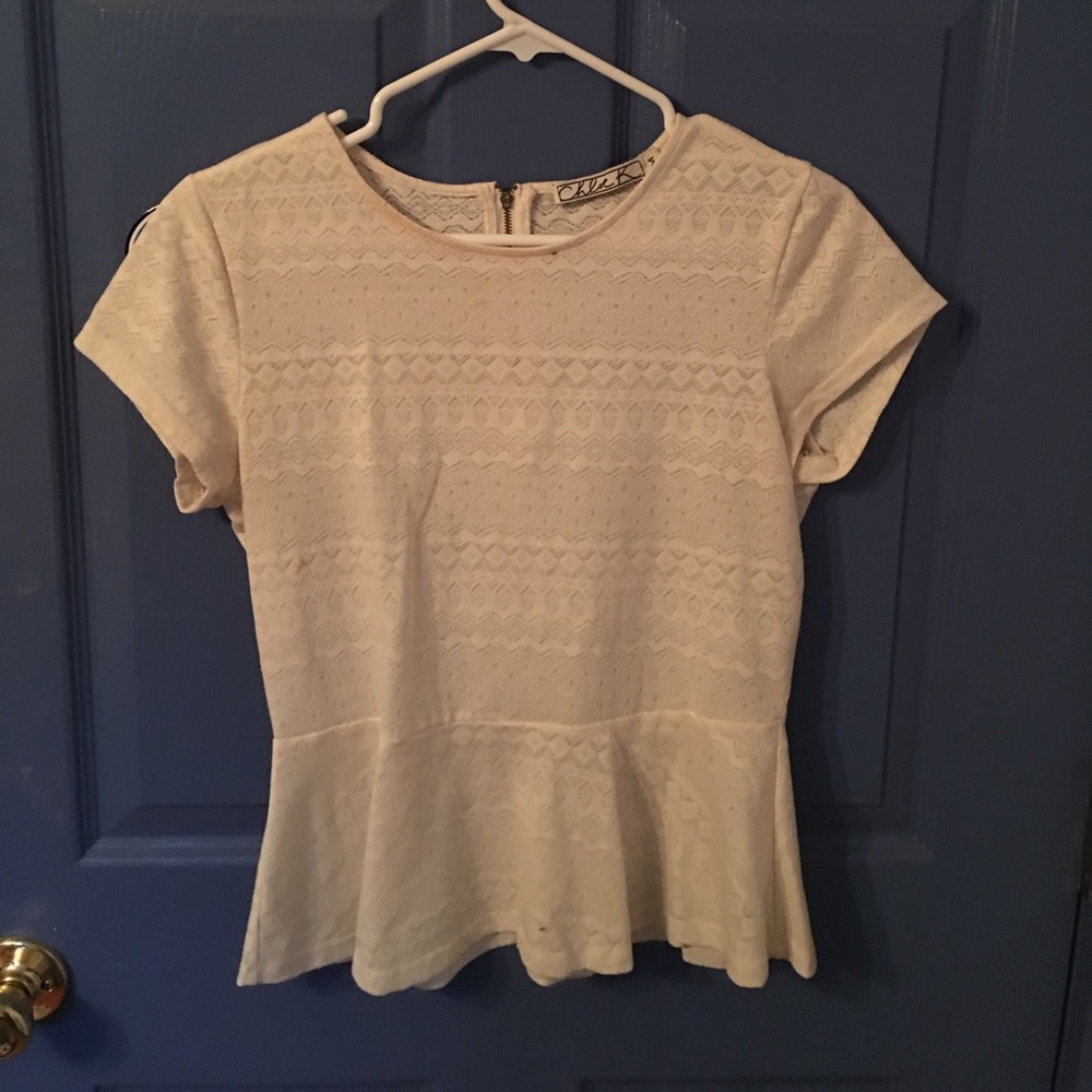 White peplum top
