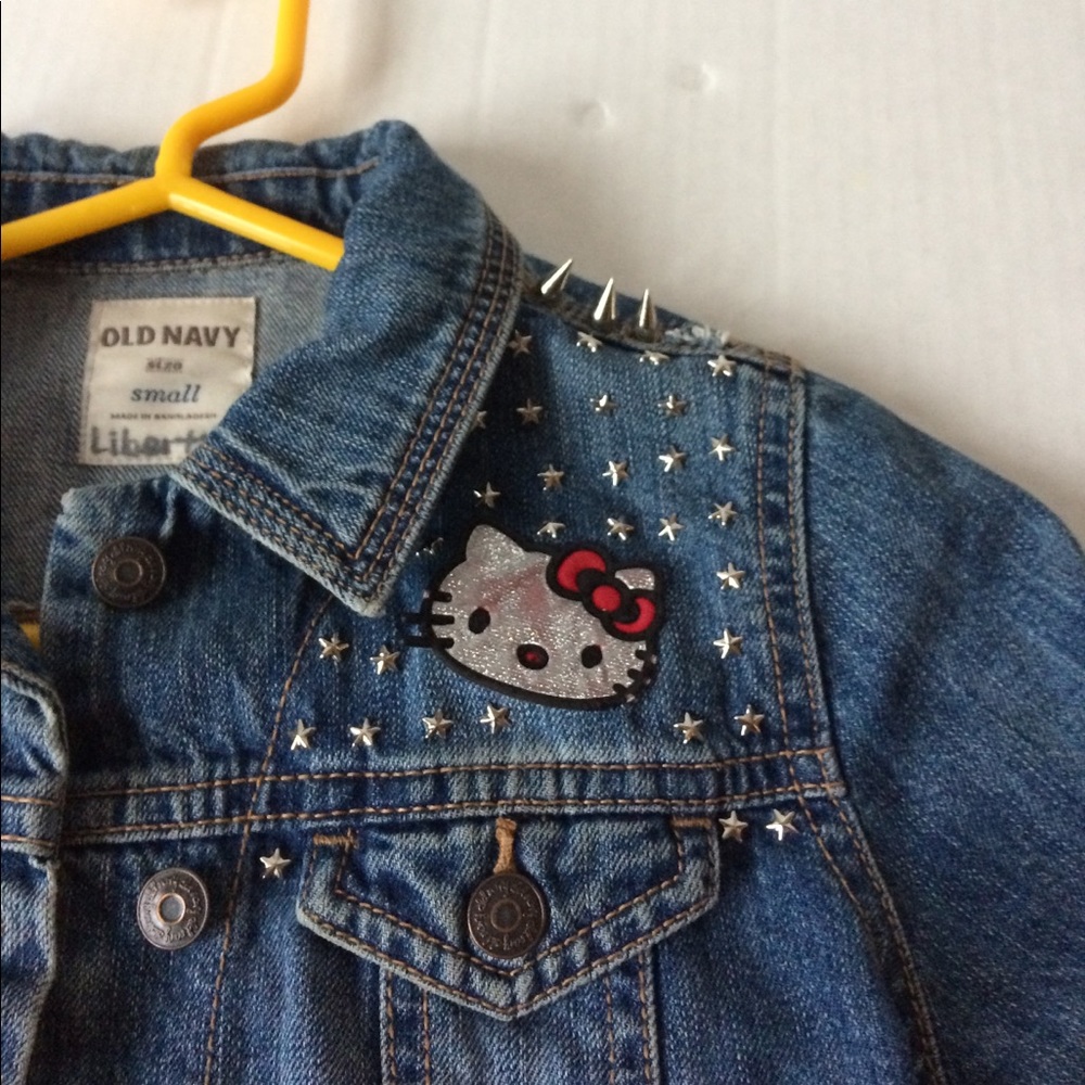 Hello Kitty Old Navy Denim Jean Jacket Star Spikes