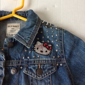 Hello Kitty Old Navy Denim Jean Jacket Star Spikes