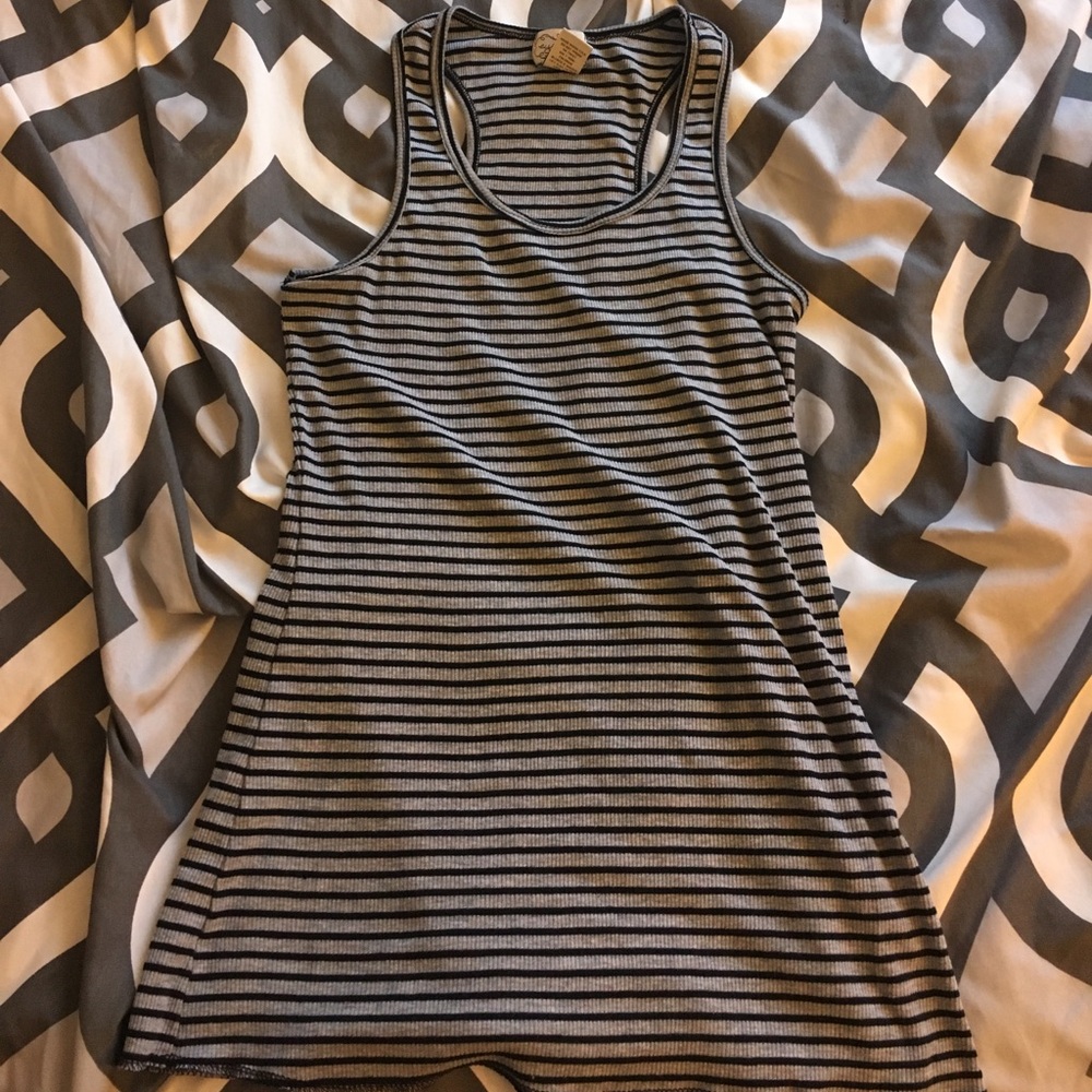 Black and Grey Striped Racerback Tank Top
