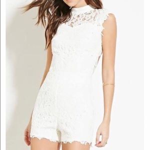 Brand new F21 white lace romper