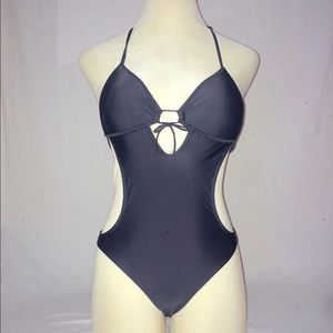 Gray Push Up Backless Swimsuit