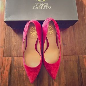 Vince Camuto suede red pumps