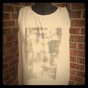 Melissa McCarthy 1X White Chiffon overlay T-Shirt
