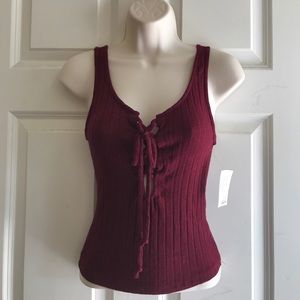 Wine Red Lace-Up Tank
