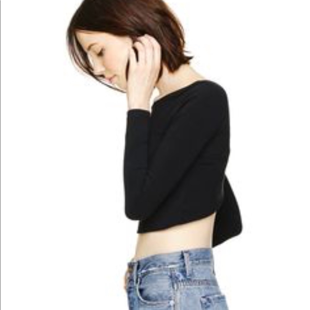 Talula black long sleeve cropped top