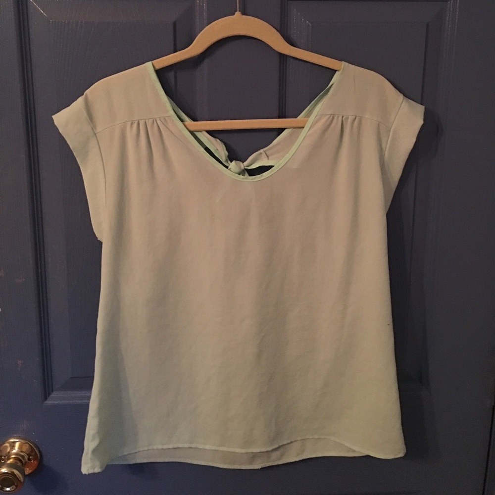 Mint green tie back blouse
