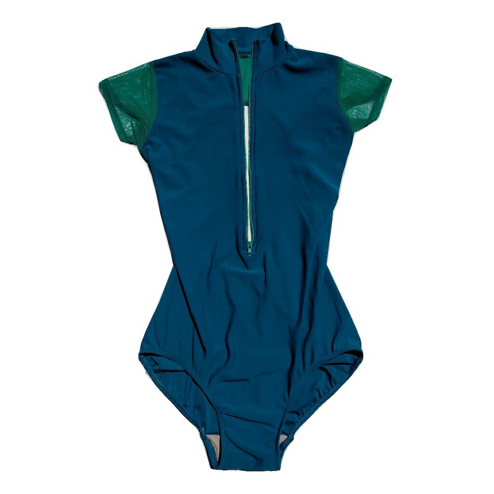 Elevé leotard with mock turtleneck and zipper