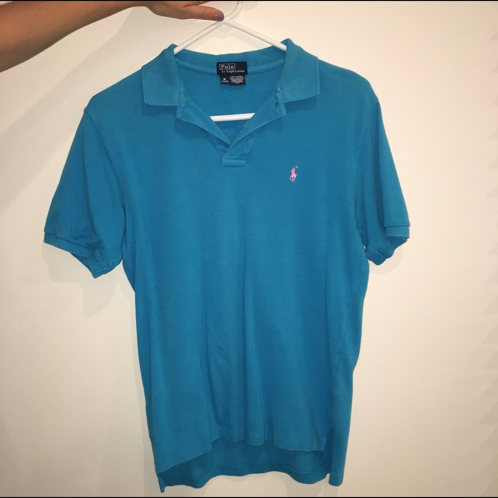 Blue shirt sleeve polo