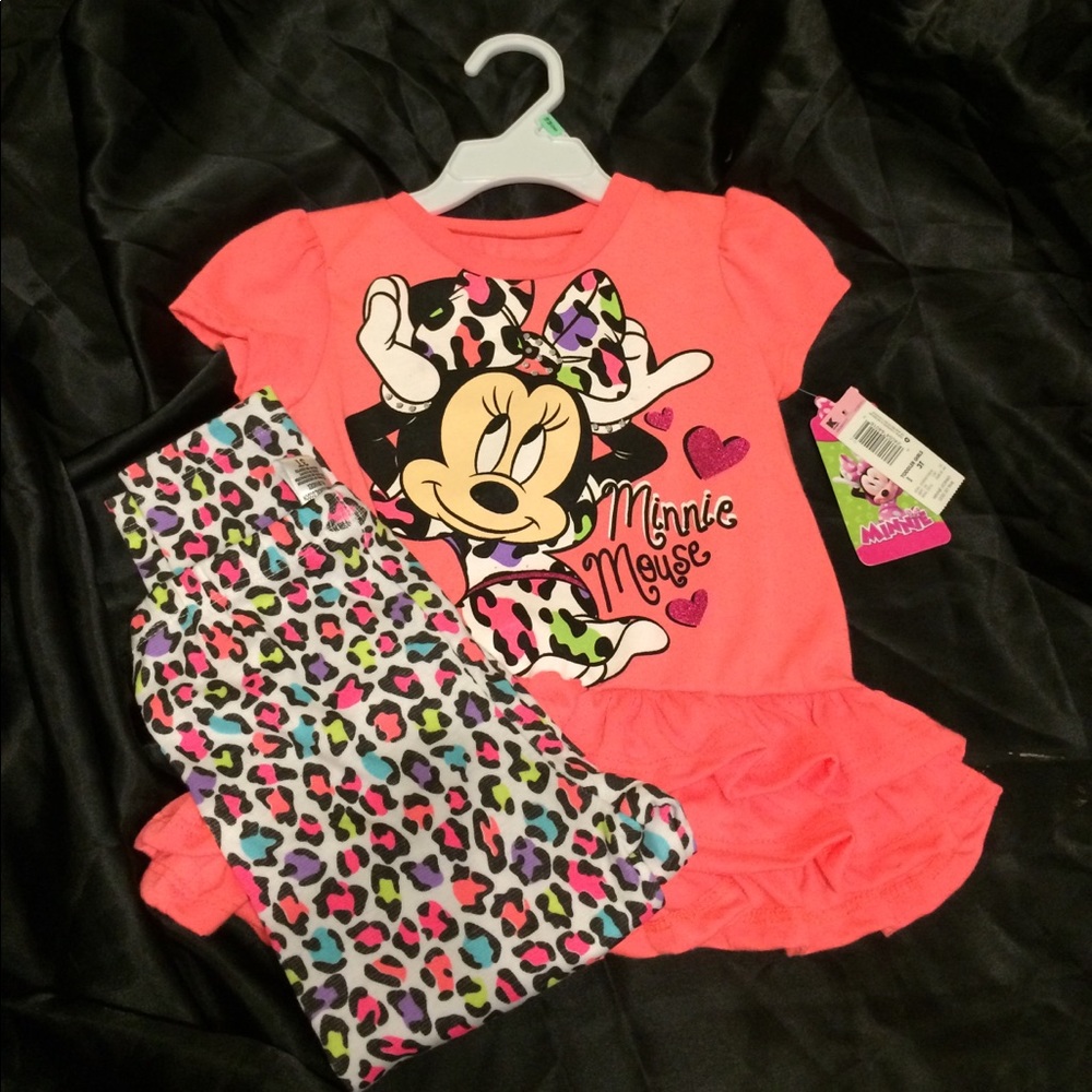 Neon Leopard Print Minnie Mouse Set