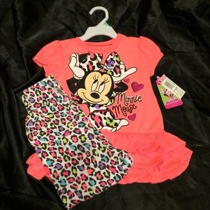 Neon Leopard Print Minnie Mouse Set