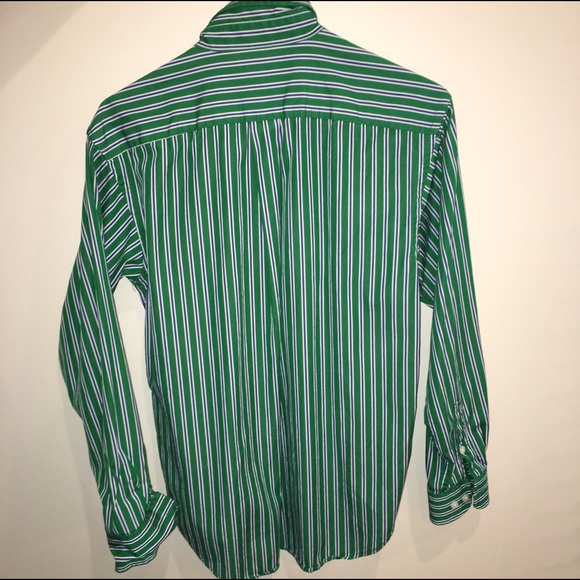 Button down green and blue striped polo - Picture 2 of 2