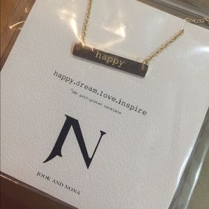 Jook and Nona gold bar happy necklace