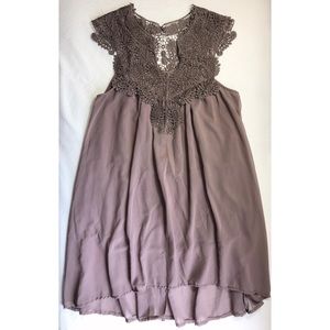 Brown crochet top hi low dress