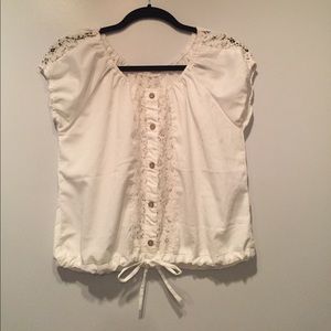 Free People White Blouse with Lace Worn Once
